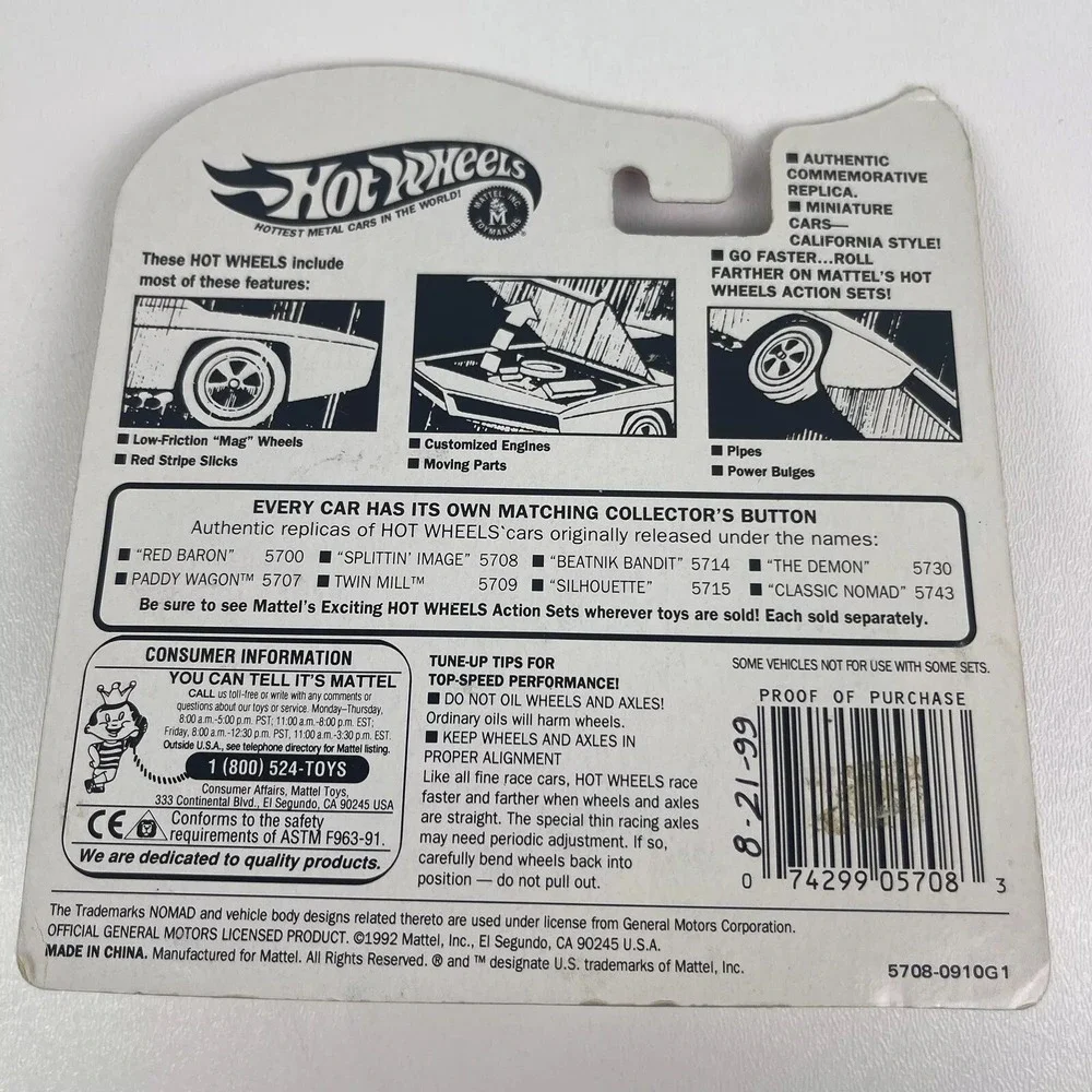 1993 Hot Wheels 25th Anniversary Vintage Splittin Image Gold Redlines